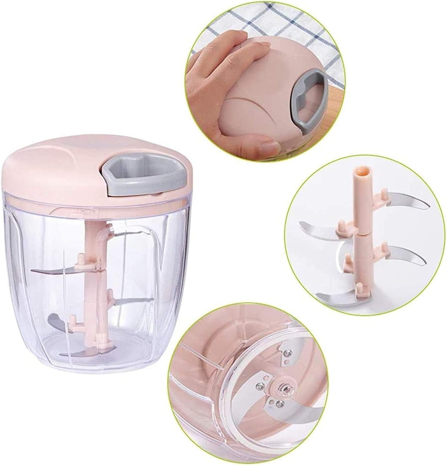 Manual Garlic Chopper Hand-Powered Food Chopper Mini Pull String Design Food Processor, Mincer,Garlic Press Mincer