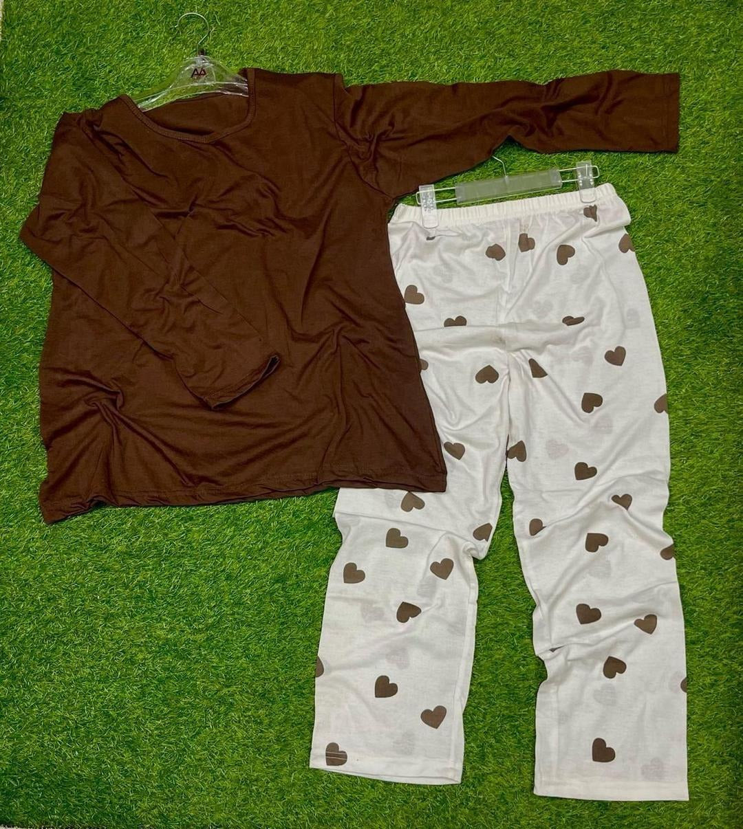 2 Pcs Women's Stitched Printed Night Suit
