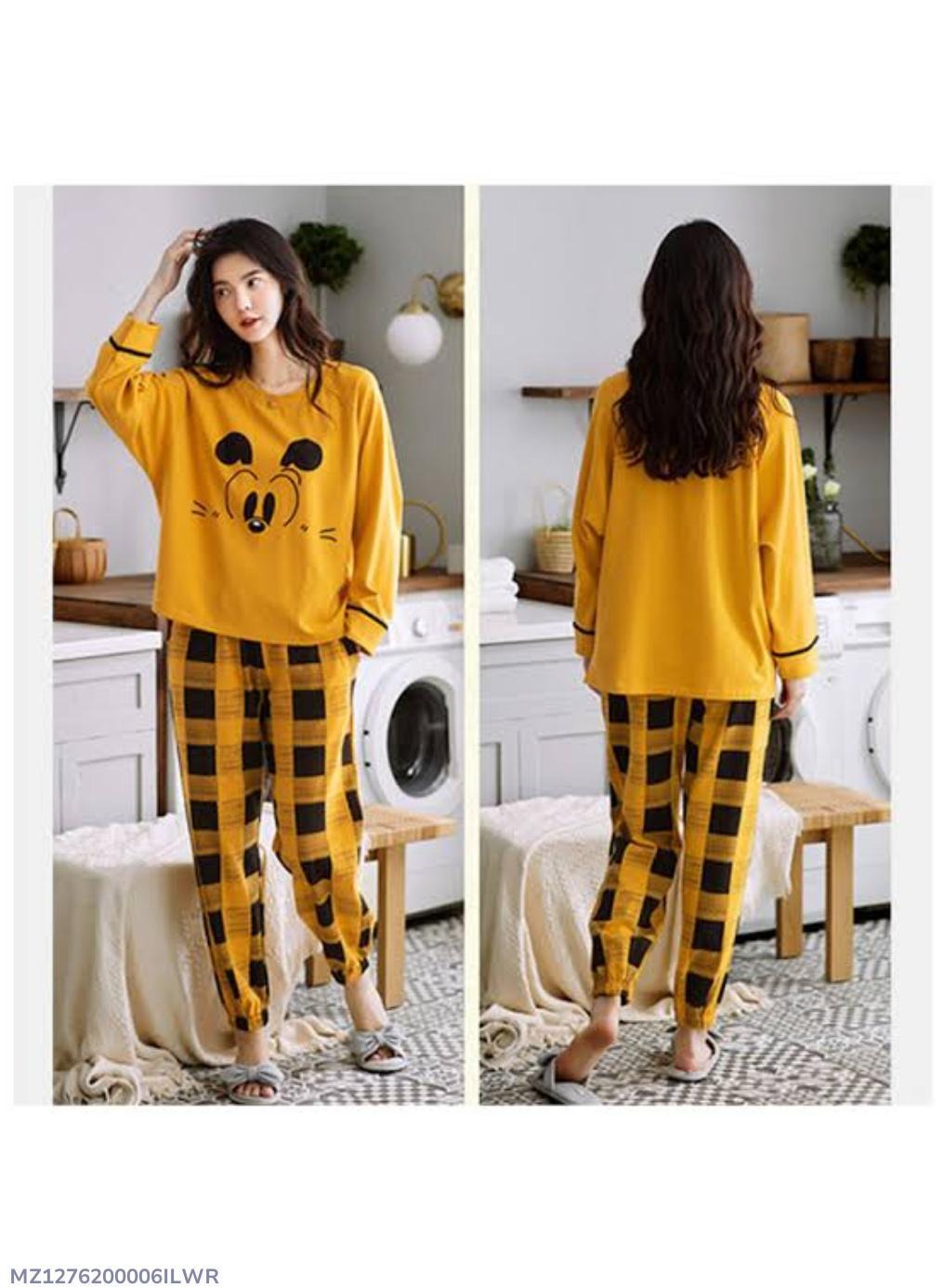 2 Pcs Women's Stitched Cotton Jersey Printed Night Suit