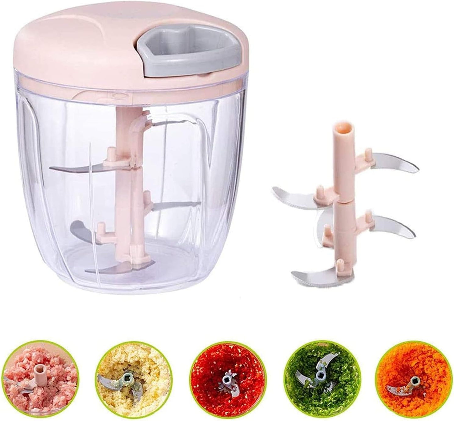 Manual Garlic Chopper Hand-Powered Food Chopper Mini Pull String Design Food Processor, Mincer,Garlic Press Mincer