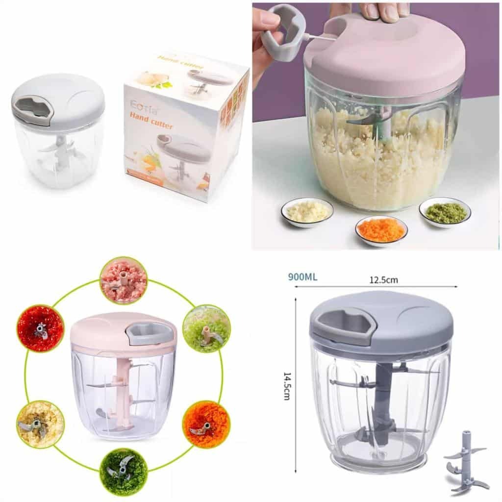 Manual Garlic Chopper Hand-Powered Food Chopper Mini Pull String Design Food Processor, Mincer,Garlic Press Mincer