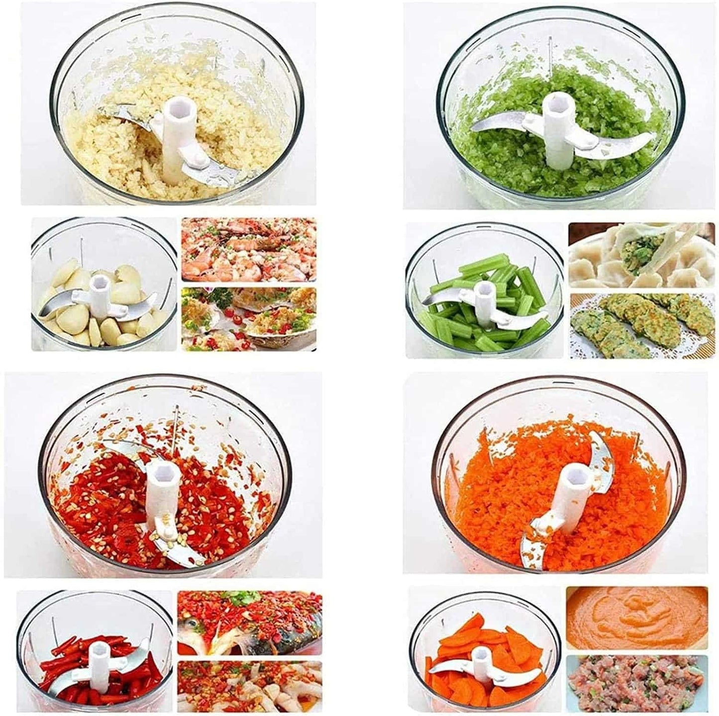 Manual Garlic Chopper Hand-Powered Food Chopper Mini Pull String Design Food Processor, Mincer,Garlic Press Mincer