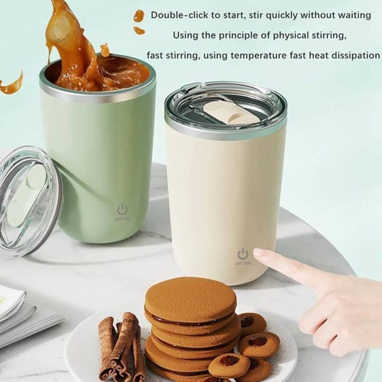 Rechargeable Stirring Mug Electric Mixing Cup for Protein Drinks Hot Chocolate Green