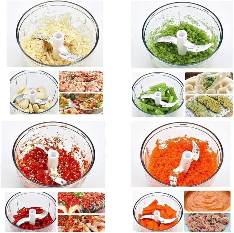 Manual Garlic Chopper Hand-Powered Food Chopper Mini Pull String Design Food Processor, Mincer,Garlic Press Mincer