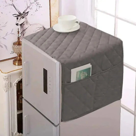 1 Pc Dust-Proof Quilted Fridge Top Cover With Side Pockets